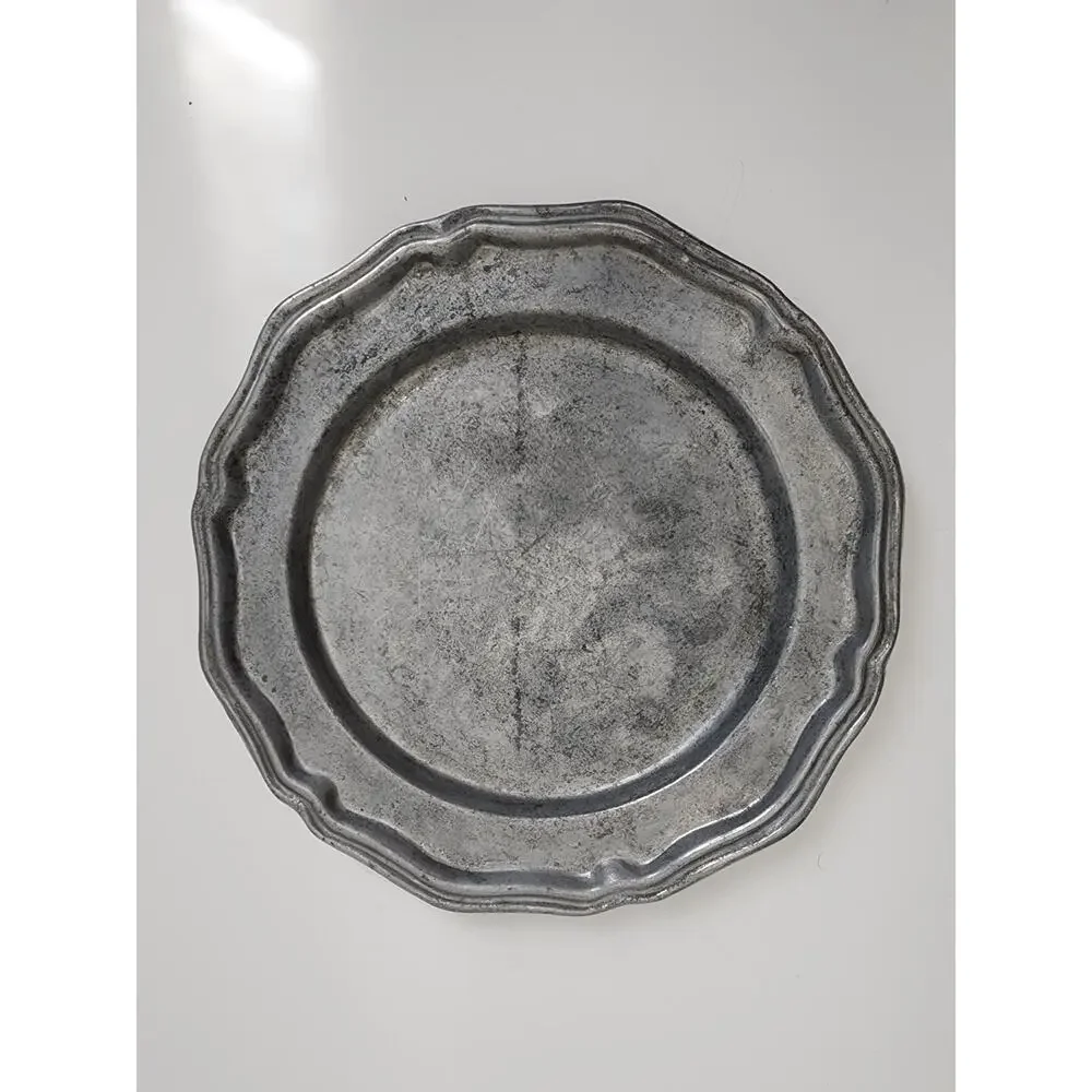 Vintage Crown Castle Ltd Pewter Plate 12 Pc Made in USA Dinner & Salad Plates